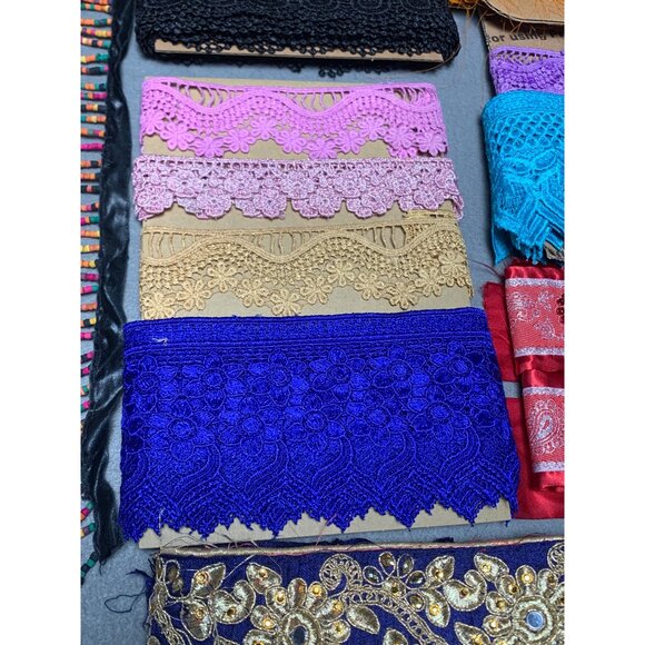 24 yds 15" Assorted Lace & Trim Fabric Bundle - Various Colors & Patterns - Picture 2 of 16